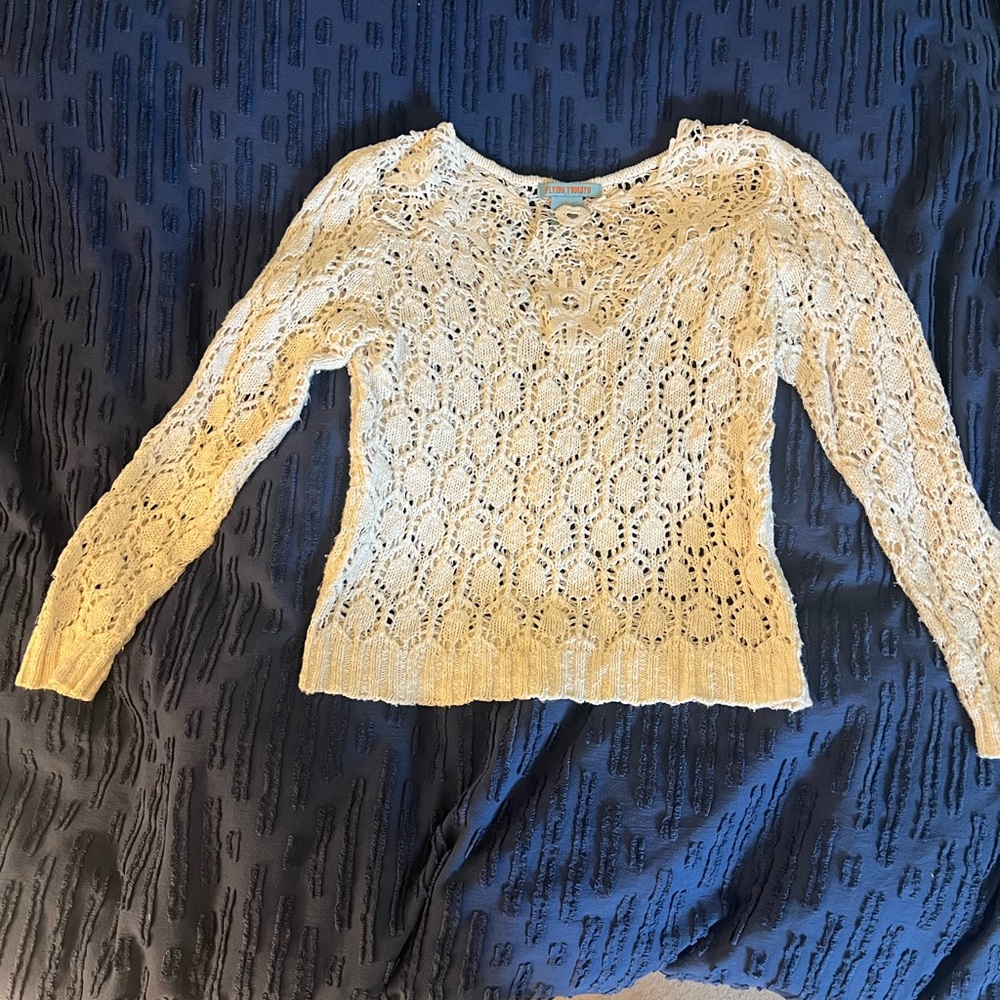 Elegant Cream Crochet Top